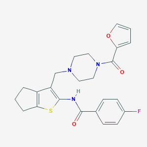 4-fluoro-N-(3-{[4-(2-furoyl)-1-piperazinyl]methyl}-5,6-dihydro-4H-cyclopenta[b]thien-2-yl)benzamide