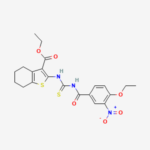 molecular formula C21H23N3O6S2 B4927405 ethyl 2-({[(4-ethoxy-3-nitrobenzoyl)amino]carbonothioyl}amino)-4,5,6,7-tetrahydro-1-benzothiophene-3-carboxylate 
