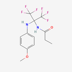 N-[2,2,2-trifluoro-1-[(4-methoxyphenyl)amino]-1-(trifluoromethyl)ethyl]propanamide