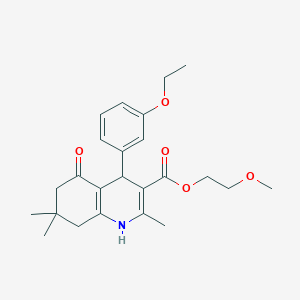 molecular formula C24H31NO5 B4927424 2-methoxyethyl 4-(3-ethoxyphenyl)-2,7,7-trimethyl-5-oxo-1,4,5,6,7,8-hexahydro-3-quinolinecarboxylate 