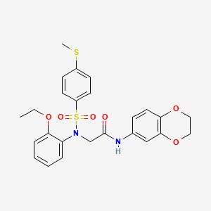 molecular formula C25H26N2O6S2 B4927450 N~1~-(2,3-dihydro-1,4-benzodioxin-6-yl)-N~2~-(2-ethoxyphenyl)-N~2~-{[4-(methylthio)phenyl]sulfonyl}glycinamide 