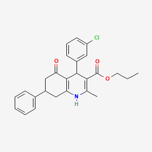 molecular formula C26H26ClNO3 B4927482 propyl 4-(3-chlorophenyl)-2-methyl-5-oxo-7-phenyl-1,4,5,6,7,8-hexahydro-3-quinolinecarboxylate 