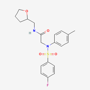 molecular formula C20H23FN2O4S B4927497 N~2~-[(4-fluorophenyl)sulfonyl]-N~2~-(4-methylphenyl)-N~1~-(tetrahydro-2-furanylmethyl)glycinamide 