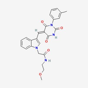 molecular formula C25H24N4O5 B4927527 N-(2-methoxyethyl)-2-(3-{[1-(3-methylphenyl)-2,4,6-trioxotetrahydro-5(2H)-pyrimidinylidene]methyl}-1H-indol-1-yl)acetamide 