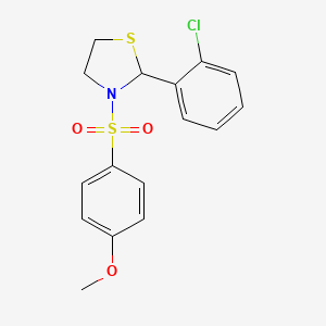 molecular formula C16H16ClNO3S2 B4927548 2-(2-chlorophenyl)-3-[(4-methoxyphenyl)sulfonyl]-1,3-thiazolidine 