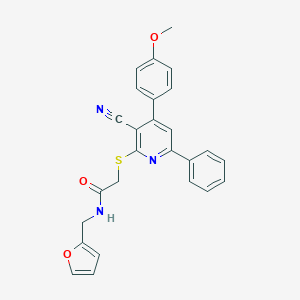 2-[3-cyano-4-(4-methoxyphenyl)-6-phenylpyridin-2-yl]sulfanyl-N-(furan-2-ylmethyl)acetamide