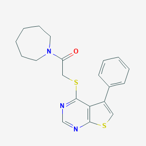 molecular formula C20H21N3OS2 B492757 1-(Azepan-1-yl)-2-((5-phenylthieno[2,3-d]pyrimidin-4-yl)thio)ethanone CAS No. 690960-61-3