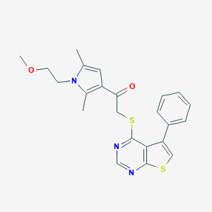 1-[1-(2-Methoxyethyl)-2,5-dimethylpyrrol-3-yl]-2-(5-phenylthieno[2,3-d]pyrimidin-4-yl)sulfanylethanone