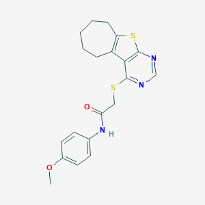 N-(4-methoxyphenyl)-2-((6,7,8,9-tetrahydro-5H-cyclohepta[4,5]thieno[2,3-d]pyrimidin-4-yl)thio)acetamide