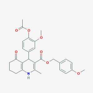 4-methoxybenzyl 4-[4-(acetyloxy)-3-methoxyphenyl]-2-methyl-5-oxo-1,4,5,6,7,8-hexahydro-3-quinolinecarboxylate