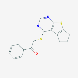 molecular formula C17H14N2OS2 B492763 2-((6,7-dihydro-5H-cyclopenta[4,5]thieno[2,3-d]pyrimidin-4-yl)thio)-1-phenylethanone CAS No. 577760-53-3