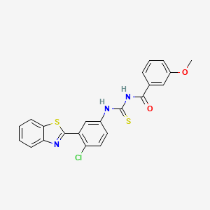 molecular formula C22H16ClN3O2S2 B4927637 N-({[3-(1,3-benzothiazol-2-yl)-4-chlorophenyl]amino}carbonothioyl)-3-methoxybenzamide 
