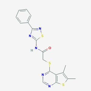 2-((5,6-dimethylthieno[2,3-d]pyrimidin-4-yl)thio)-N-(3-phenyl-1,2,4-thiadiazol-5-yl)acetamide