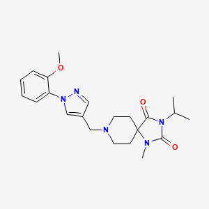 molecular formula C22H29N5O3 B4927649 3-isopropyl-8-{[1-(2-methoxyphenyl)-1H-pyrazol-4-yl]methyl}-1-methyl-1,3,8-triazaspiro[4.5]decane-2,4-dione 
