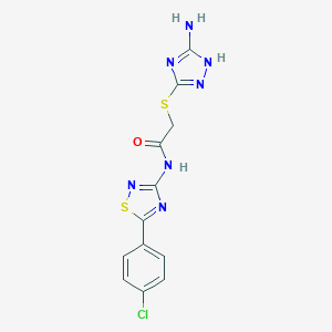 molecular formula C12H10ClN7OS2 B492766 2-[(5-amino-1H-1,2,4-triazol-3-yl)sulfanyl]-N-[5-(4-chlorophenyl)-1,2,4-thiadiazol-3-yl]acetamide CAS No. 690960-13-5