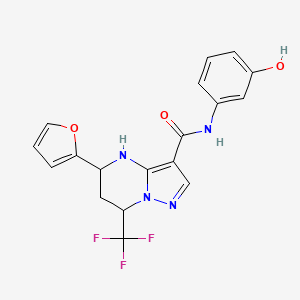 molecular formula C18H15F3N4O3 B4927669 5-(2-furyl)-N-(3-hydroxyphenyl)-7-(trifluoromethyl)-4,5,6,7-tetrahydropyrazolo[1,5-a]pyrimidine-3-carboxamide 