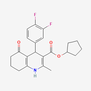molecular formula C22H23F2NO3 B4927706 cyclopentyl 4-(3,4-difluorophenyl)-2-methyl-5-oxo-1,4,5,6,7,8-hexahydro-3-quinolinecarboxylate 