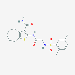 molecular formula C20H25N3O4S2 B492776 2-[2-(2,5-dimethylbenzenesulfonamido)acetamido]-4H,5H,6H,7H,8H-cyclohepta[b]thiophene-3-carboxamide CAS No. 690246-06-1