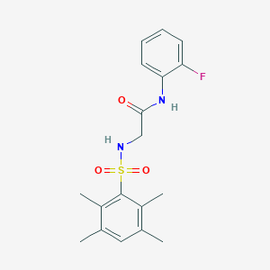 N-(2-fluorophenyl)-2-{[(2,3,5,6-tetramethylphenyl)sulfonyl]amino}acetamide