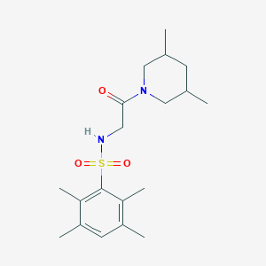molecular formula C19H30N2O3S B492779 N-(2-(3,5-dimethylpiperidin-1-yl)-2-oxoethyl)-2,3,5,6-tetramethylbenzenesulfonamide CAS No. 690246-12-9