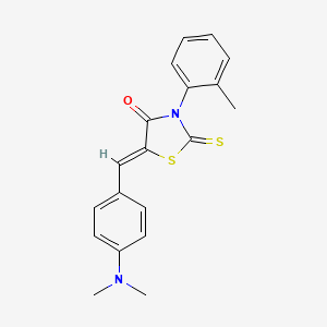 molecular formula C19H18N2OS2 B4927823 5-[4-(dimethylamino)benzylidene]-3-(2-methylphenyl)-2-thioxo-1,3-thiazolidin-4-one 