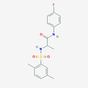 molecular formula C17H19FN2O3S B492786 2-{[(2,5-dimethylphenyl)sulfonyl]amino}-N-(4-fluorophenyl)propanamide 