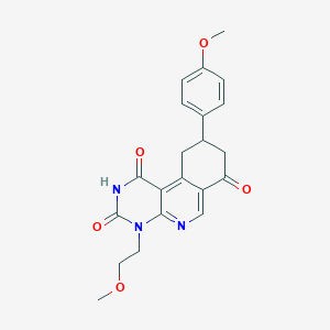 molecular formula C21H21N3O5 B4927881 4-(2-methoxyethyl)-9-(4-methoxyphenyl)-9,10-dihydropyrimido[4,5-c]isoquinoline-1,3,7(2H,4H,8H)-trione 