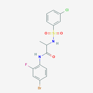 N-(4-bromo-2-fluorophenyl)-2-[(3-chlorophenyl)sulfonylamino]propanamide