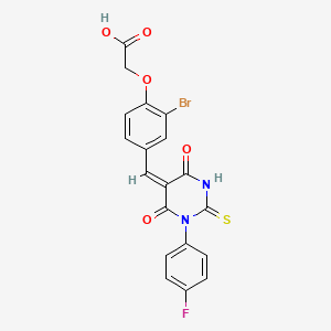 molecular formula C19H12BrFN2O5S B4927904 (2-bromo-4-{[1-(4-fluorophenyl)-4,6-dioxo-2-thioxotetrahydro-5(2H)-pyrimidinylidene]methyl}phenoxy)acetic acid 