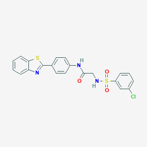 molecular formula C21H16ClN3O3S2 B492791 N-[4-(1,3-benzothiazol-2-yl)phenyl]-2-[(3-chlorophenyl)sulfonylamino]acetamide CAS No. 690245-93-3