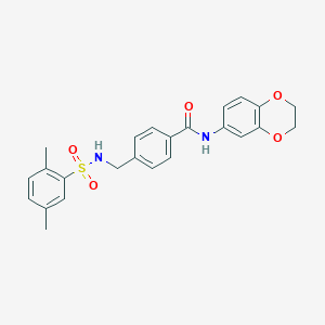 molecular formula C24H24N2O5S B492793 N-(2,3-dihydro-1,4-benzodioxin-6-yl)-4-({[(2,5-dimethylphenyl)sulfonyl]amino}methyl)benzamide CAS No. 690245-80-8