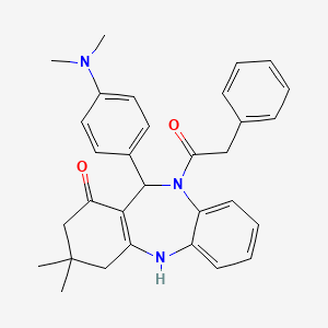 molecular formula C31H33N3O2 B4927941 11-[4-(dimethylamino)phenyl]-3,3-dimethyl-10-(phenylacetyl)-2,3,4,5,10,11-hexahydro-1H-dibenzo[b,e][1,4]diazepin-1-one 