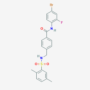 molecular formula C22H20BrFN2O3S B492795 N-(4-溴-2-氟苯基)-4-[[(2,5-二甲苯基)磺酰氨基]甲基]苯甲酰胺 CAS No. 690245-68-2