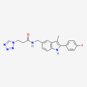N-{[2-(4-fluorophenyl)-3-methyl-1H-indol-5-yl]methyl}-3-(1H-tetrazol-1-yl)propanamide
