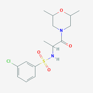 molecular formula C15H21ClN2O4S B492796 3-chloro-N-(1-(2,6-dimethylmorpholino)-1-oxopropan-2-yl)benzenesulfonamide CAS No. 1008052-12-7