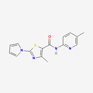 molecular formula C15H14N4OS B4927967 4-methyl-N-(5-methyl-2-pyridinyl)-2-(1H-pyrrol-1-yl)-1,3-thiazole-5-carboxamide 