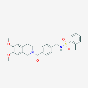 molecular formula C27H30N2O5S B492799 N-{4-[(6,7-dimethoxy-3,4-dihydro-2(1H)-isoquinolinyl)carbonyl]benzyl}-2,5-dimethylbenzenesulfonamide CAS No. 690245-76-2