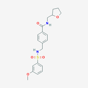 molecular formula C20H24N2O5S B492801 4-({[(3-methoxyphenyl)sulfonyl]amino}methyl)-N-(tetrahydro-2-furanylmethyl)benzamide 