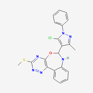 molecular formula C21H17ClN6OS B4928022 6-(5-chloro-3-methyl-1-phenyl-1H-pyrazol-4-yl)-3-(methylthio)-6,7-dihydro[1,2,4]triazino[5,6-d][3,1]benzoxazepine 