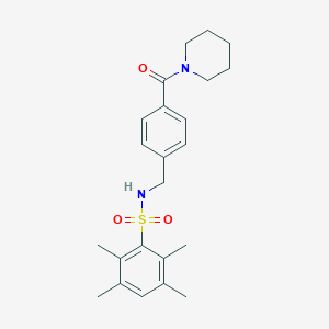 molecular formula C23H30N2O3S B492803 2,3,5,6-tetramethyl-N-[4-(1-piperidinylcarbonyl)benzyl]benzenesulfonamide CAS No. 690245-85-3