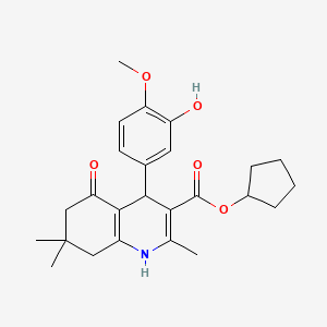 molecular formula C25H31NO5 B4928049 cyclopentyl 4-(3-hydroxy-4-methoxyphenyl)-2,7,7-trimethyl-5-oxo-1,4,5,6,7,8-hexahydro-3-quinolinecarboxylate 