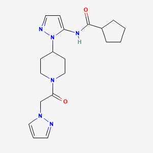 molecular formula C19H26N6O2 B4928055 N-(1-{1-[2-(1H-pyrazol-1-yl)acetyl]-4-piperidinyl}-1H-pyrazol-5-yl)cyclopentanecarboxamide 