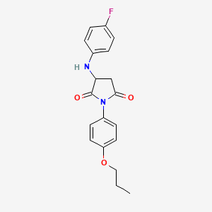 molecular formula C19H19FN2O3 B4928079 3-[(4-fluorophenyl)amino]-1-(4-propoxyphenyl)-2,5-pyrrolidinedione 