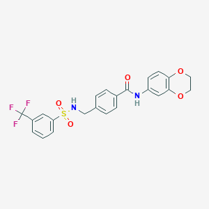 molecular formula C23H19F3N2O5S B492811 N-(2,3-dihydro-1,4-benzodioxin-6-yl)-4-[({[3-(trifluoromethyl)phenyl]sulfonyl}amino)methyl]benzamide CAS No. 690245-36-4
