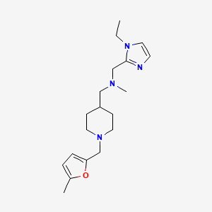 molecular formula C19H30N4O B4928144 1-(1-ethyl-1H-imidazol-2-yl)-N-methyl-N-({1-[(5-methyl-2-furyl)methyl]-4-piperidinyl}methyl)methanamine 