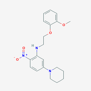 molecular formula C20H25N3O4 B4928148 N-[2-(2-methoxyphenoxy)ethyl]-2-nitro-5-(1-piperidinyl)aniline 