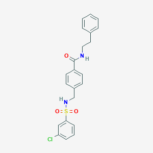 molecular formula C22H21ClN2O3S B492815 4-((3-chlorophenylsulfonamido)methyl)-N-phenethylbenzamide CAS No. 690245-41-1