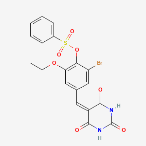 2-bromo-6-ethoxy-4-[(2,4,6-trioxotetrahydro-5(2H)-pyrimidinylidene)methyl]phenyl benzenesulfonate