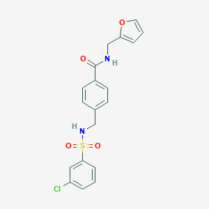 molecular formula C19H17ClN2O4S B492817 4-[[(3-chlorophenyl)sulfonylamino]methyl]-N-(furan-2-ylmethyl)benzamide CAS No. 690245-42-2