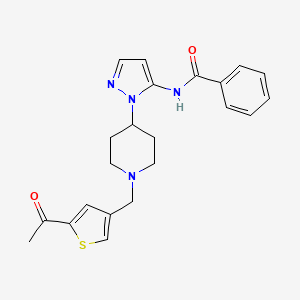 molecular formula C22H24N4O2S B4928177 N-(1-{1-[(5-acetyl-3-thienyl)methyl]-4-piperidinyl}-1H-pyrazol-5-yl)benzamide 